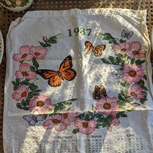 1987 Butterfly/Floral Tea Towel